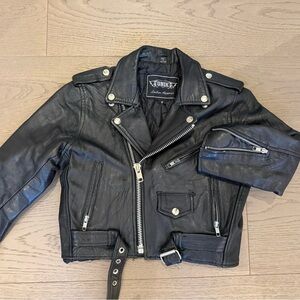 Unik Kids Black Leather Biker Jacket